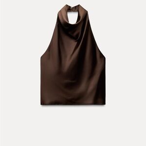 ZARA SATIN EFFECT HALTER TOP